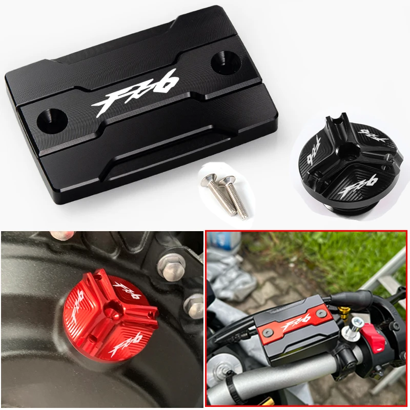 For Yamaha FZ6 FZ-6 ZF6N FZ6R FZ6S FAZER Motorcycle Front Brake Fluid Tank Cap and Engine Filler Cap Protection Accessories