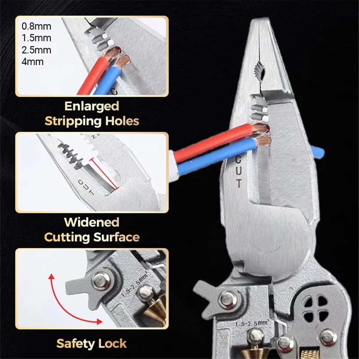 2025+ Multi-Function Wire Stripper Electricians Voltage Testing Cable Cutting Scissors Crimping Pliers