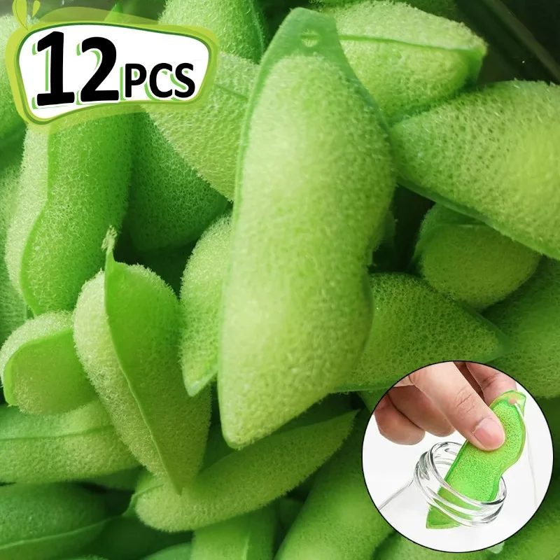 12/1PCS Magic Pea Cleaning Sponge Coffee Tea Wine Drink Glass Bottle Cleaner Brush Cup Washing Scrubber Kitchen Cleaning Gadgets