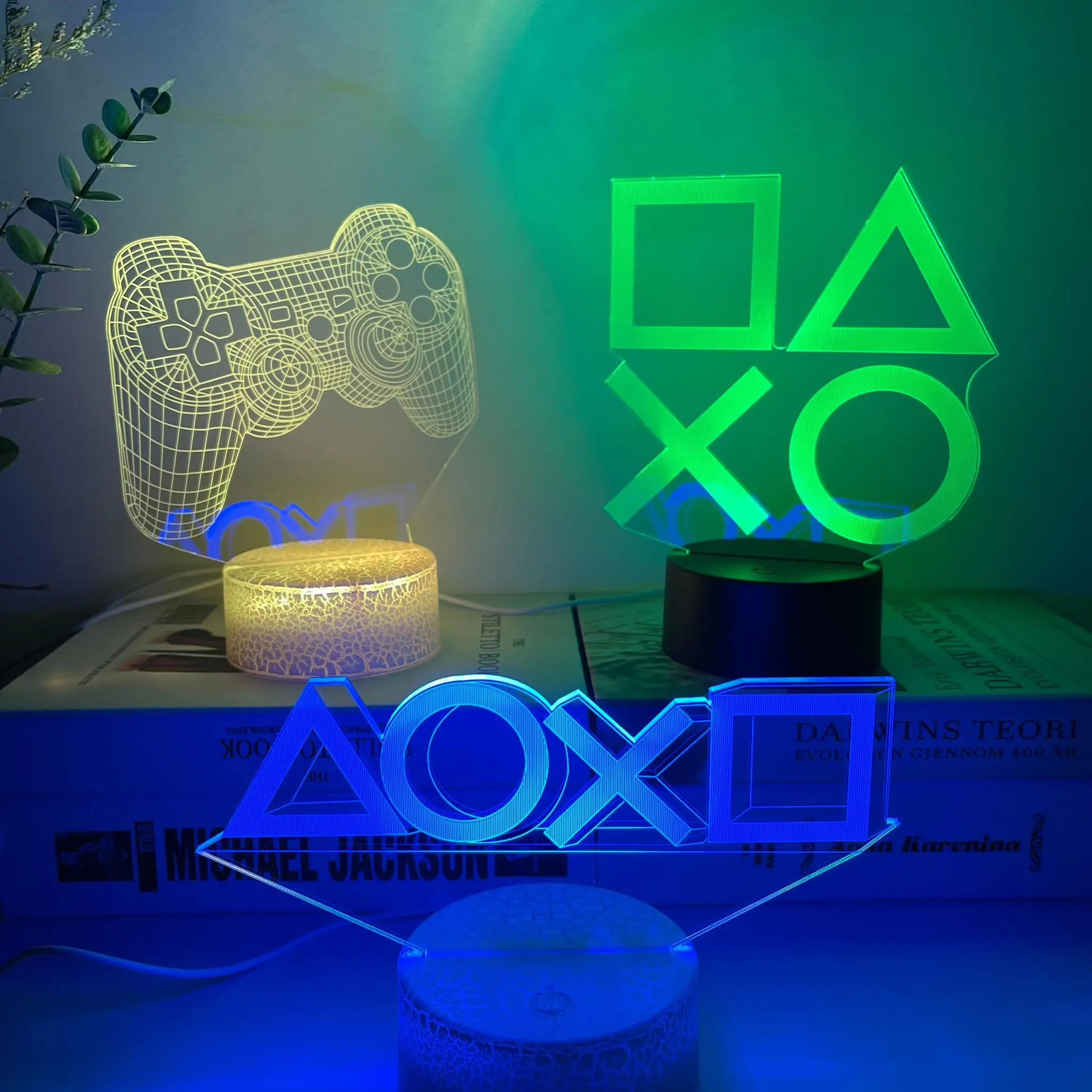 For Playstation Logo 3D Night Lamp Gaming Room Desk Setup Lighting Decor on the table Game Sensor Light for Kids Bedside Gift