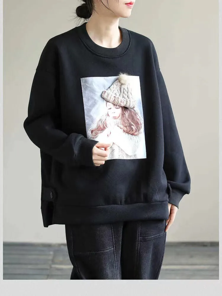 plus Size Women's Knitted Fce Lined Thiened Casual Sle Top Faionable Base Layer irt Autumn Winter New Arrival