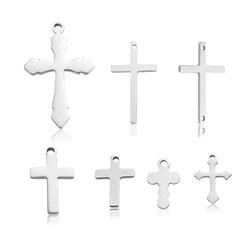 20pcs/lot Stainless Steel Cross Charms Pendants For Jewelry Making Christian Cross Jewelry Making Charms Connector Accessories