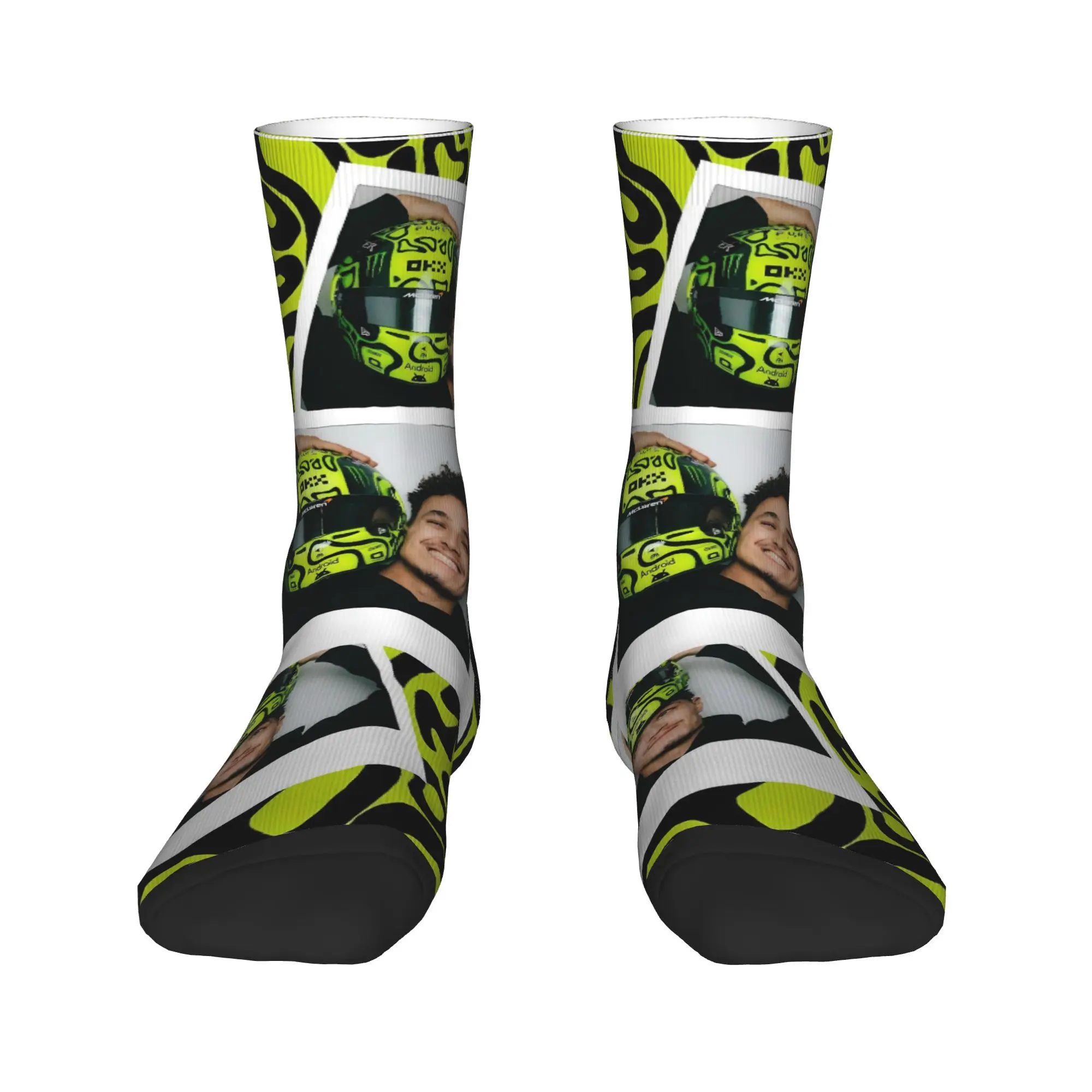 Medias de conductor de carreras L-Landos diseño de casco calcetines Kawaii mujeres hombres calcetines transpirables otoño correr deportes calcetines antideslizantes