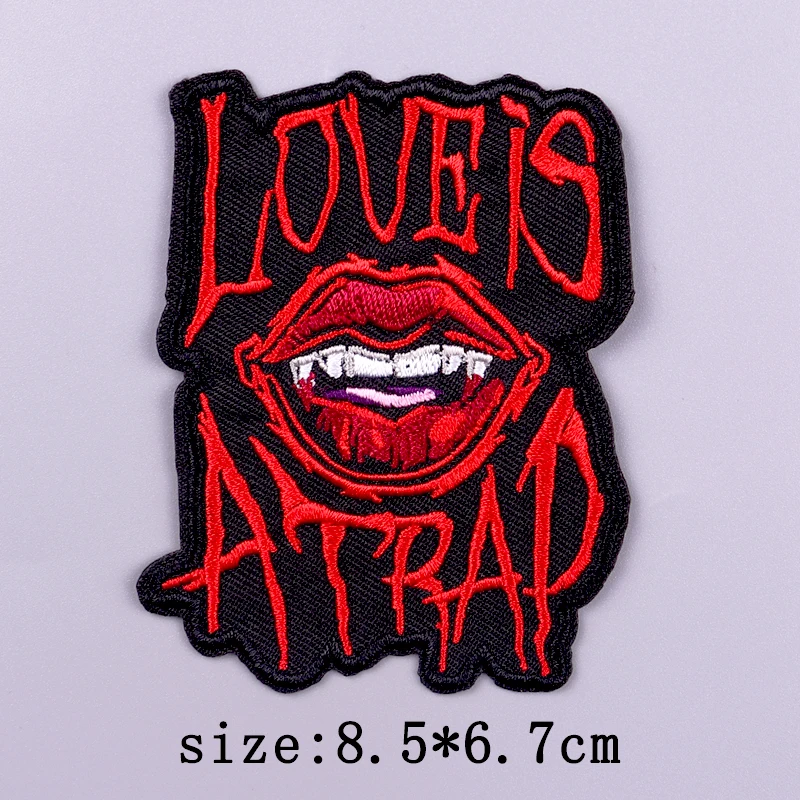 Skull Patch Punk Embroidered Patches For Clothing Stripe Badges Letters Patch Iron On Patches On Clothes DIY Hook Loop Stickers