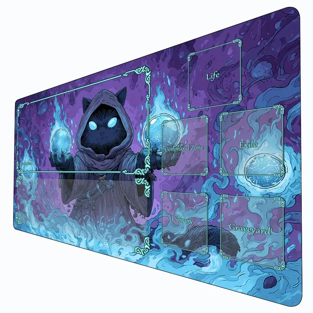 

Fantasy magic Black cat Magic Playmat Card Battle Gaming Mat with zone mtg playmat 60X35cm desk mat suitable for game gathering