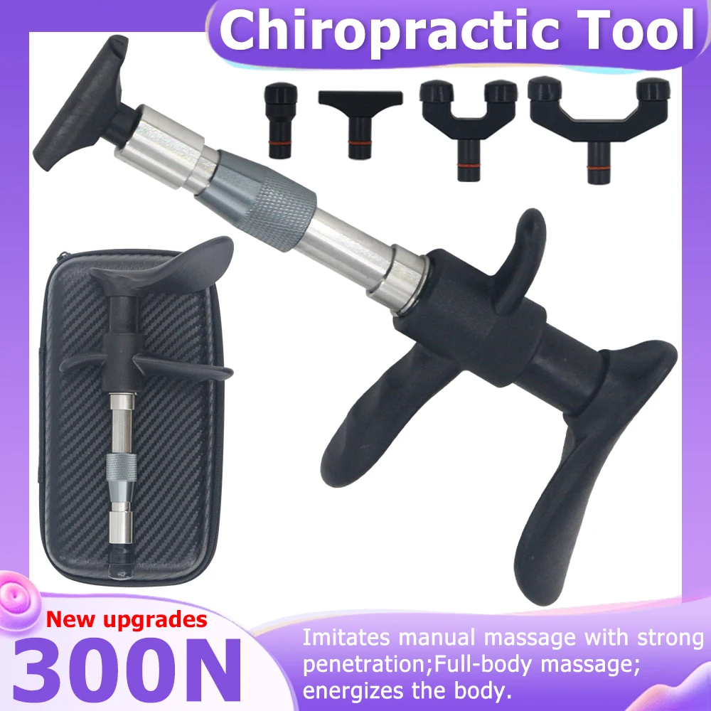 4 Head Chiropractic Adjusting Tools Spine Massage Gun Relaxation Limb Pain Relief Therapy Correction Spinal 300N Manual Massager