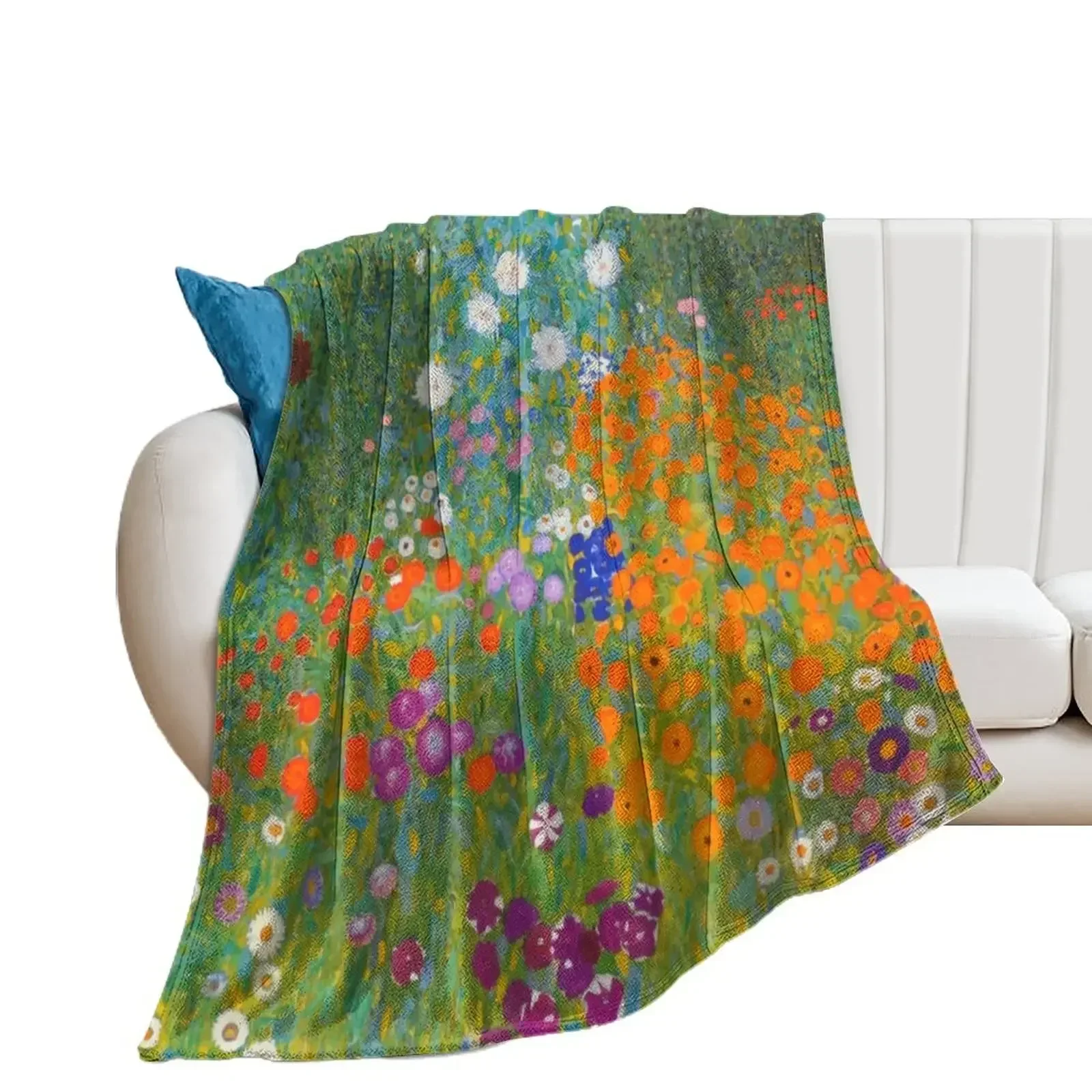 Gustav Klimt - Blumengarten (Flower Garden) Throw Blanket cosplay anime Furrys Furry Warm Blankets