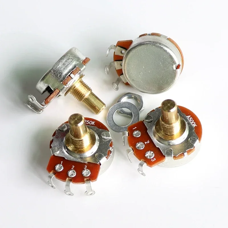 Donlis 2pcs 15mm solid brass handle guitar pots in 250k/500k 24mm full size potentiometers