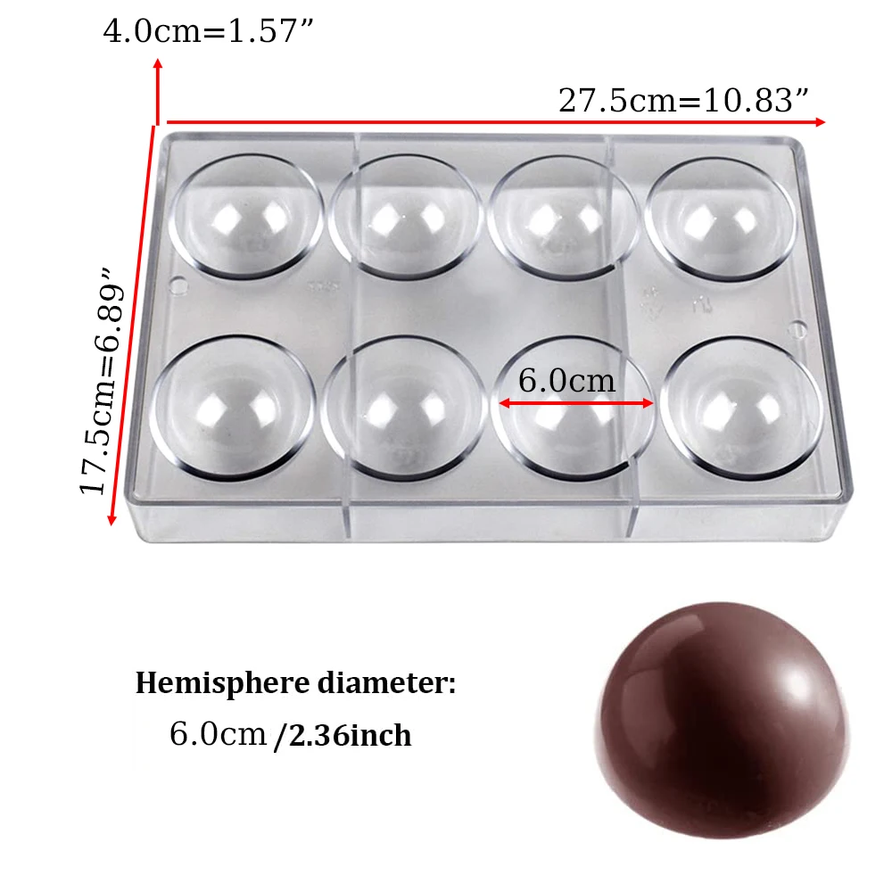 Polycarbonate Chocolate Molds 6cm/2.8cm Sphere Chocolate Bombs Bonbons Candy Professional Confectionery Baking Pastry Tools