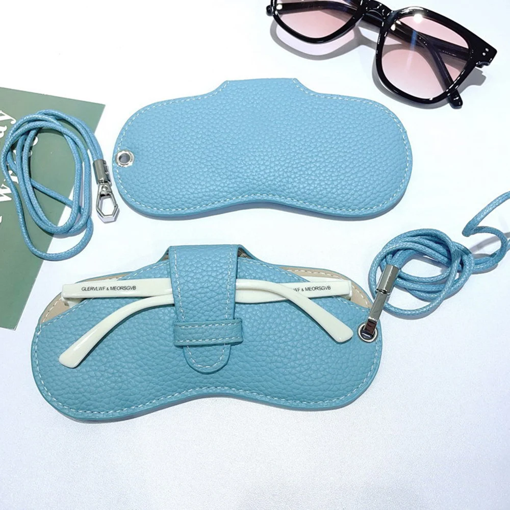 Litchi Embossed Solid Sunglasses Storage Box Fashion Eyeglasses Protective Cover Case Eyewear Bag Portable Eyewear Accessories