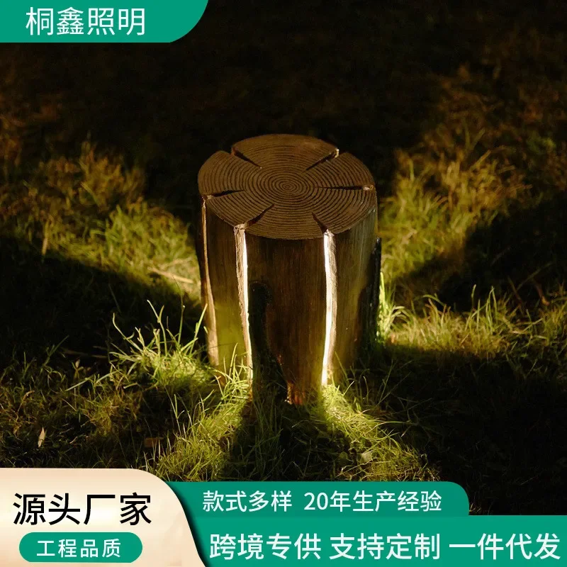 Resin Imitation Stump Light Outdoor Garden Landscape Lamp Park Lawn Decorative Ambient Lighting Fixture for Yard Pathway