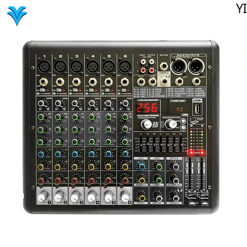 MR6 Factory Wholesale 6 Channels Professional Digital Audio Video Mixer For Stage