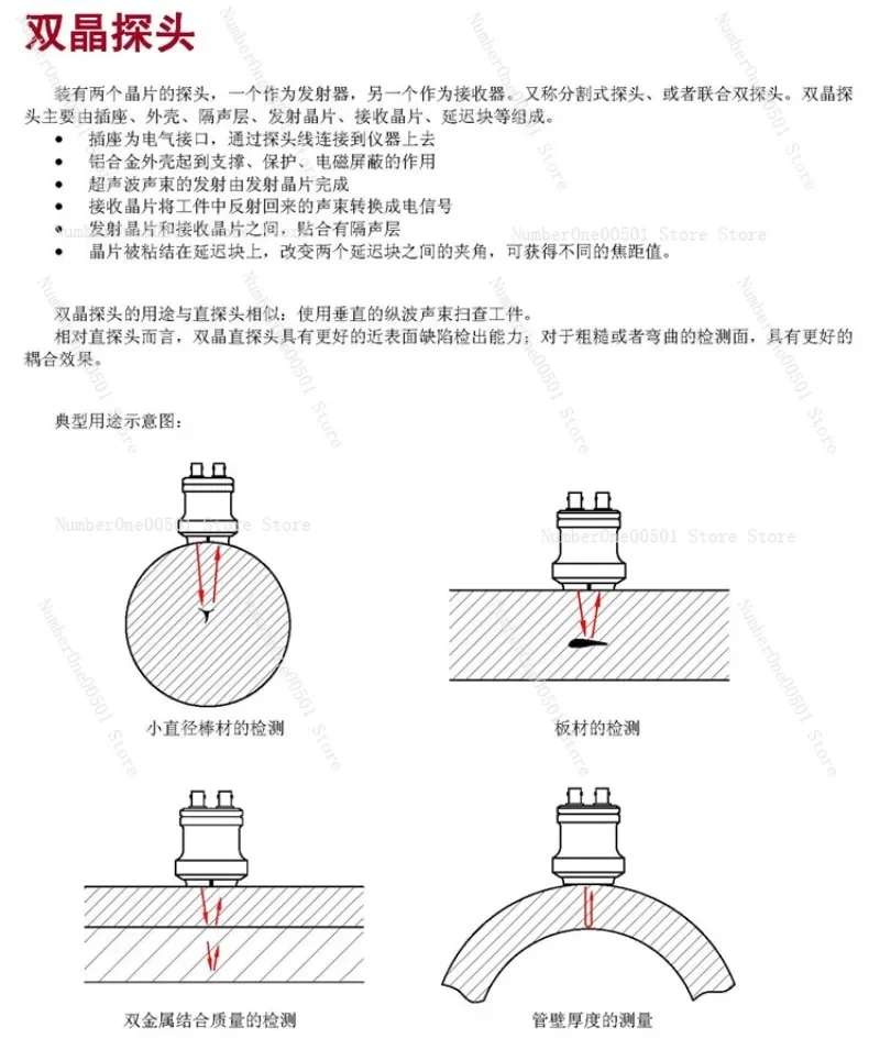 5MHZ φ 10F5 Ultrasonic flaw detector Double crystal straight probe UT non-destructive testing Focusing segmentation probe 2.5P