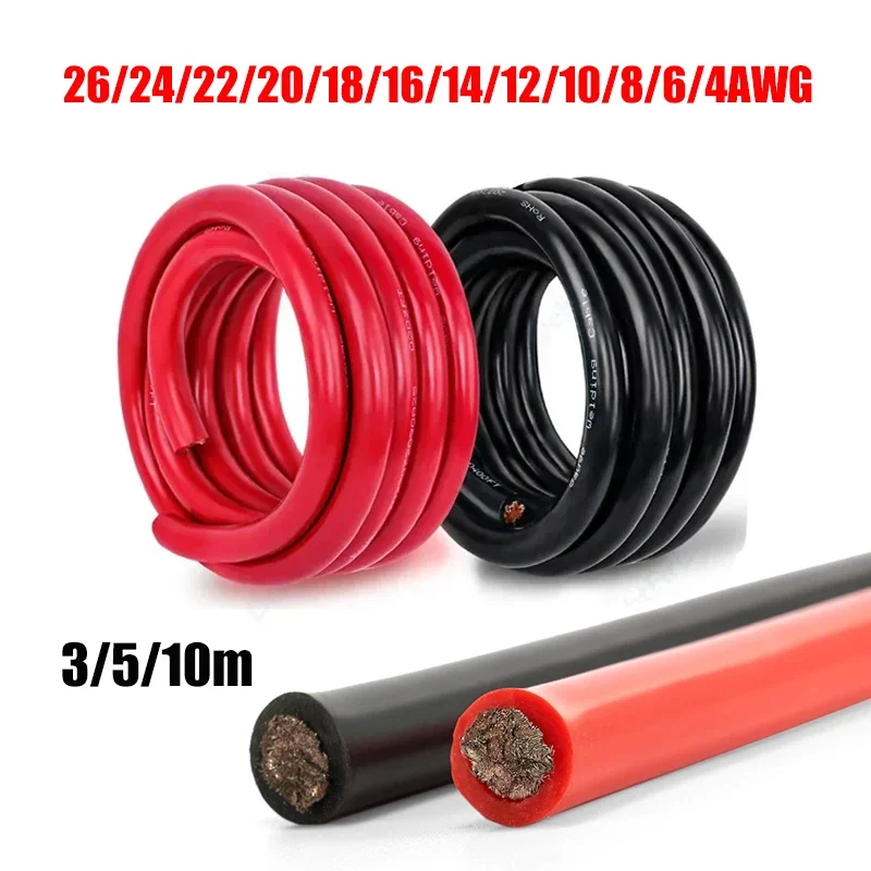 

Heat Resistant Silicone Cable Red Black FlexibleStranded Wire Silicone Electrical Wire For Car Auto Battery Solar Panel Inverter