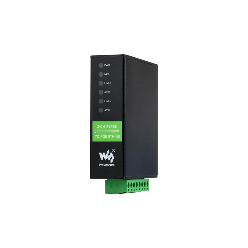 منافذ Din Rail 2 قنوات RS485 إلى RJ45 Ethernet الخادم التسلسلي modbus بوابة PoE اختياري تشغيل القنوات المزدوجة إيثرنت مزدوج