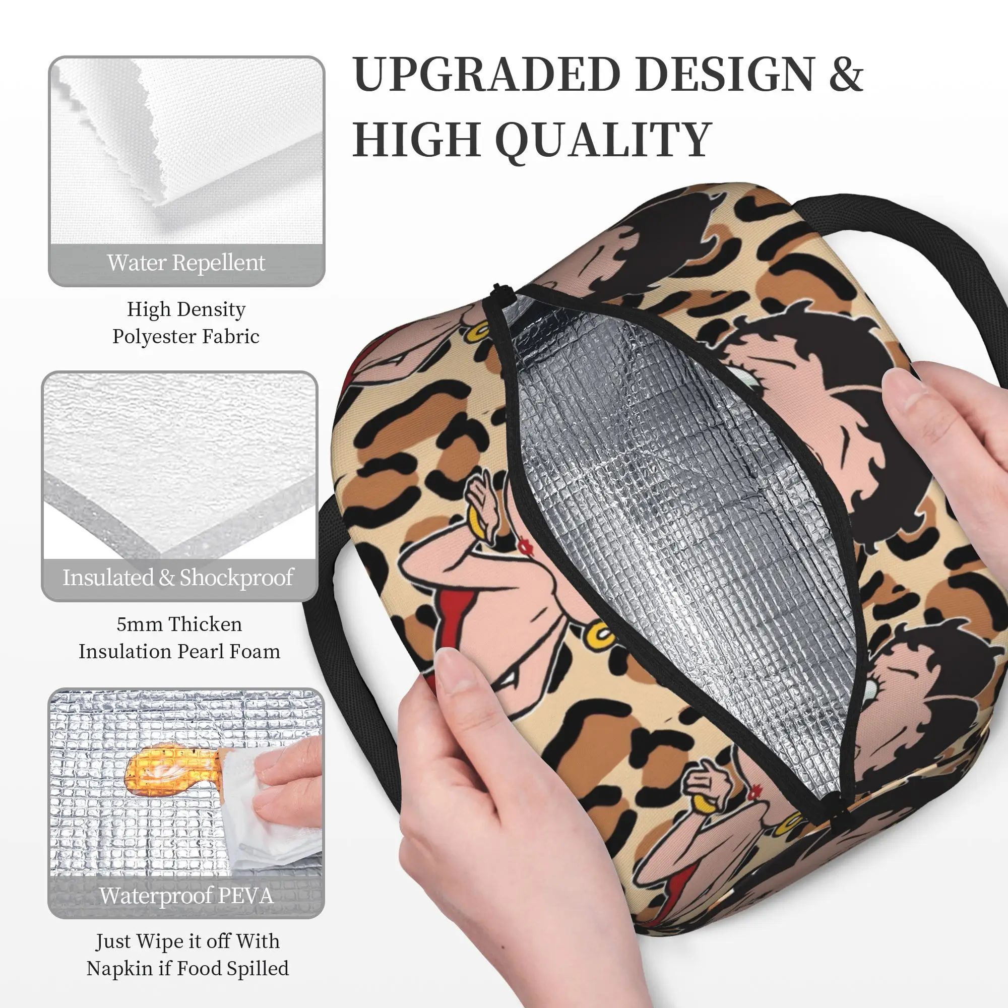 B-Bettys Boops Lunch Bag Cartoon Doll Retro Lunch Box Outdoor Picnic Portable Insulated Tote Food Bags For Women Cooler Bag view 4