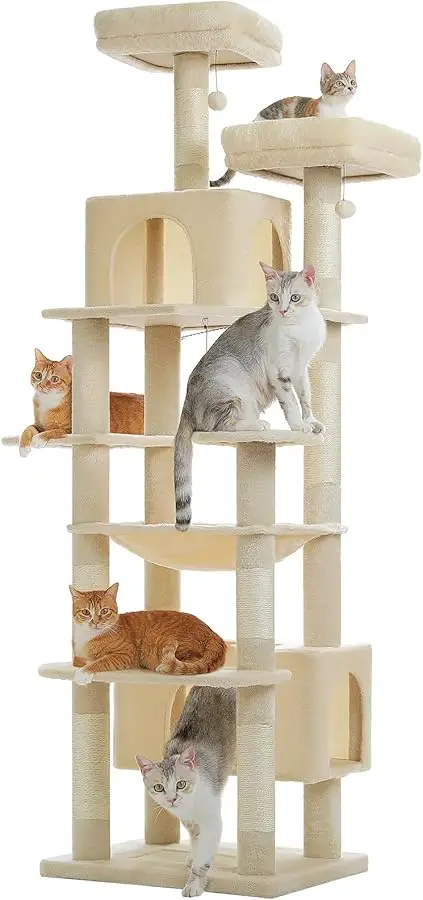 

PAWZ Road Heavy Duty Cat Tree for Large Cats, 81 Inches Tall Cat Tower with 2 Perches, 2 Condos and Spacious Hammock, XL Extra L