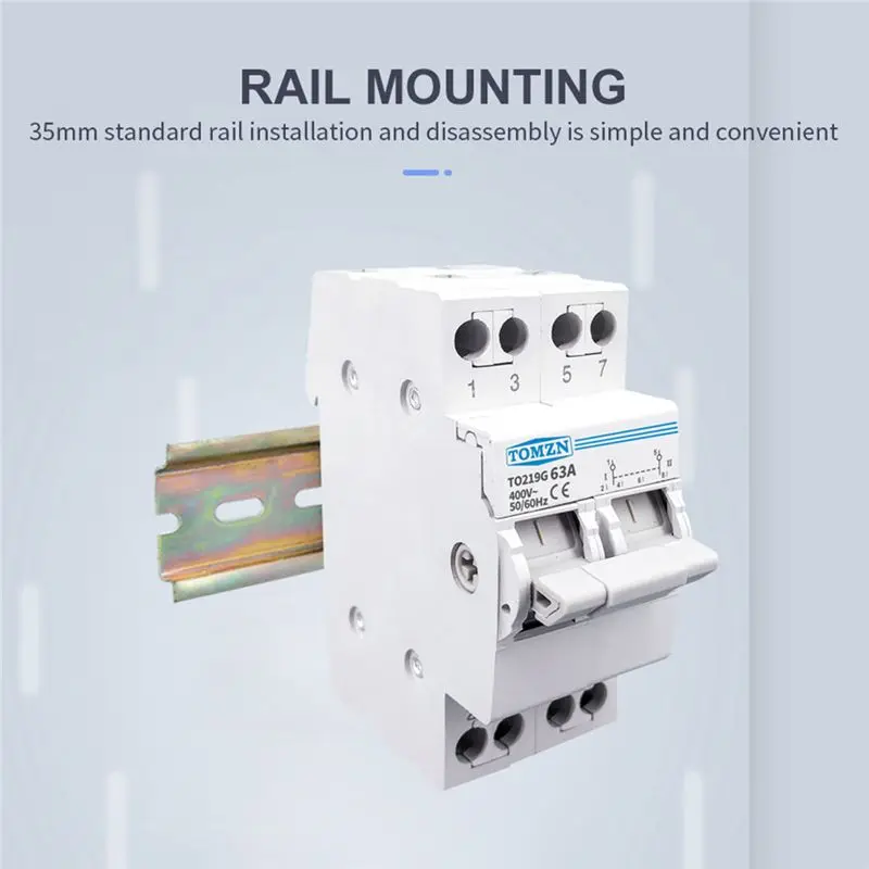 DTDT hot- 2P 63A Dual Power Manual Transfer Isolating Switch Interlock Circuit Breaker Din Rail Isolating Discounnecting Switch