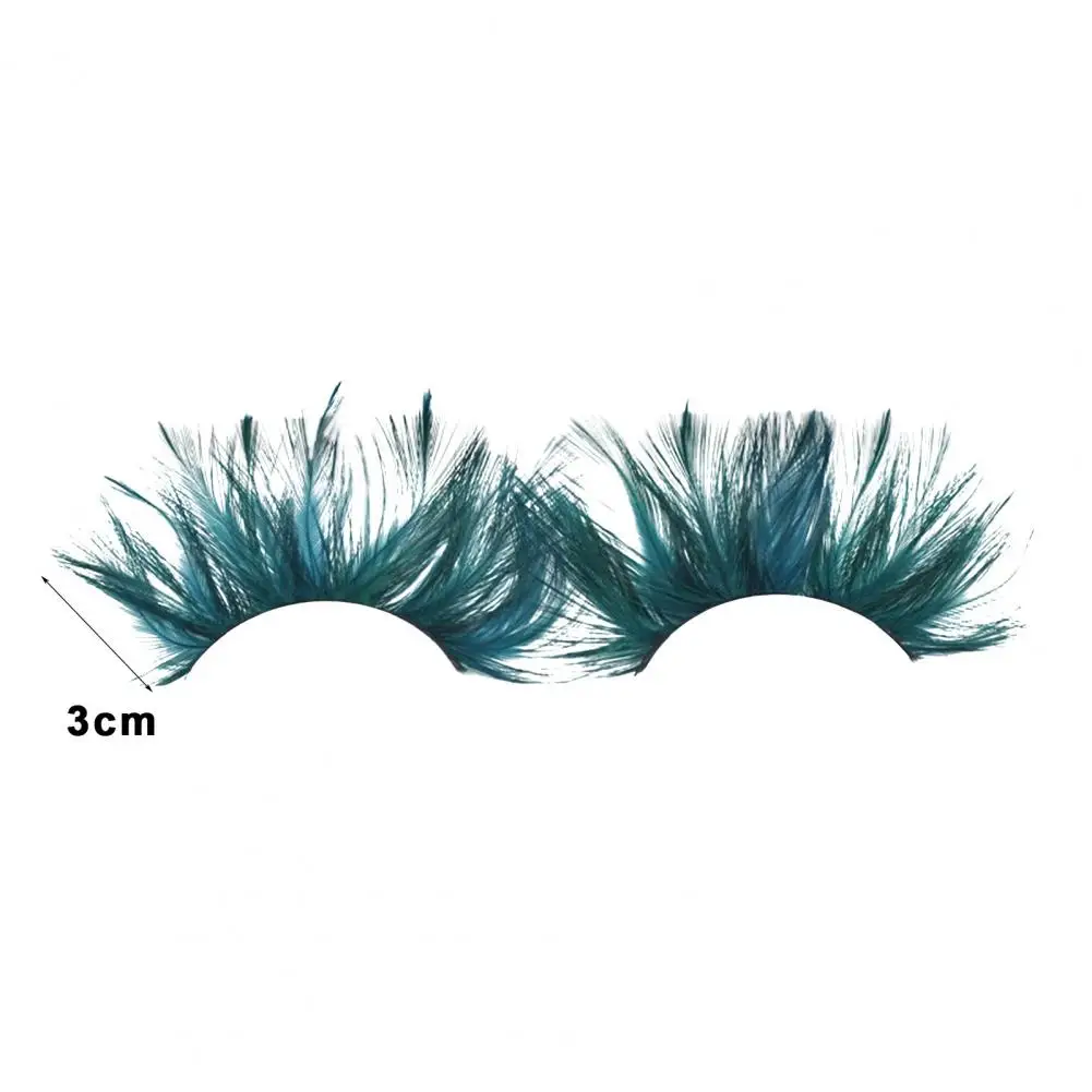 1 Pair 3D Artificial Feather Eyelashes Natural & Dense Green Color Fake Lashes Extension Art Party Makeup Fake Eyelashes