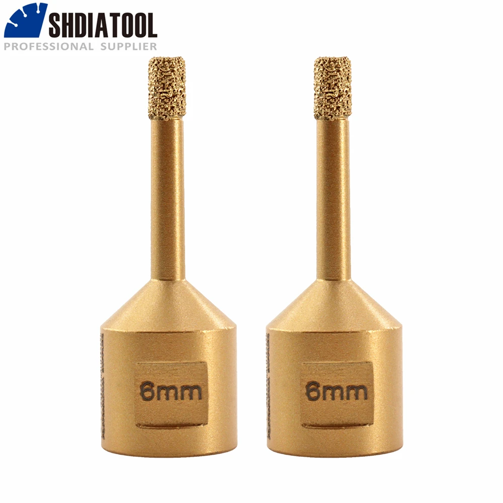 SHDIATOOL 2 Pz Diametro 6mm Punte diamantate M14 Filettatura Foro Sega Foratura a secco Porcellana Gres Piastrelle di ceramica Punta Smerigliatrice angolare