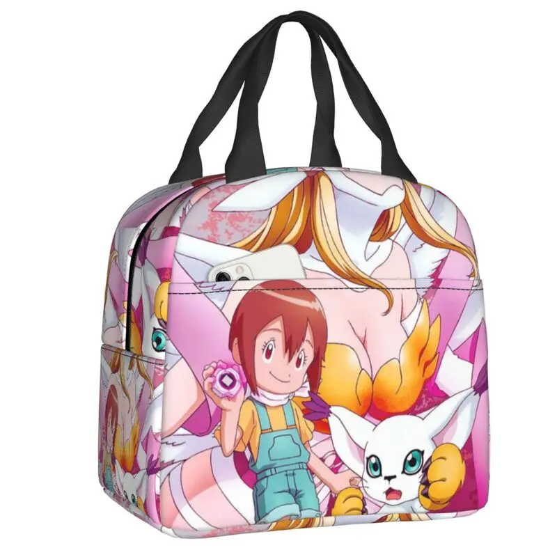 

Custom Digimones Adventure Anime Lunch Bag Men Women Cooler Thermal Insulated Lunch Boxes for Student School