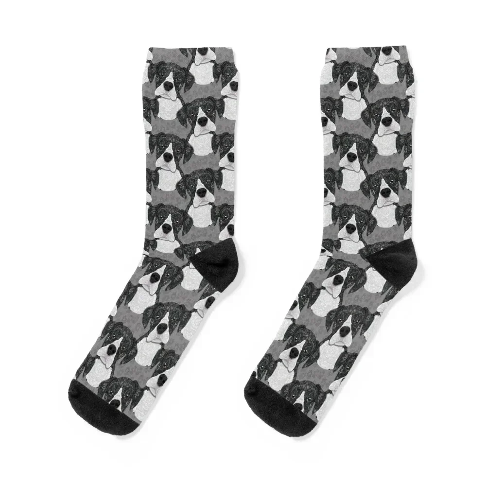 

Black & White Boxer Socks Heating sock christmas gifts floral Socks Women's Men's