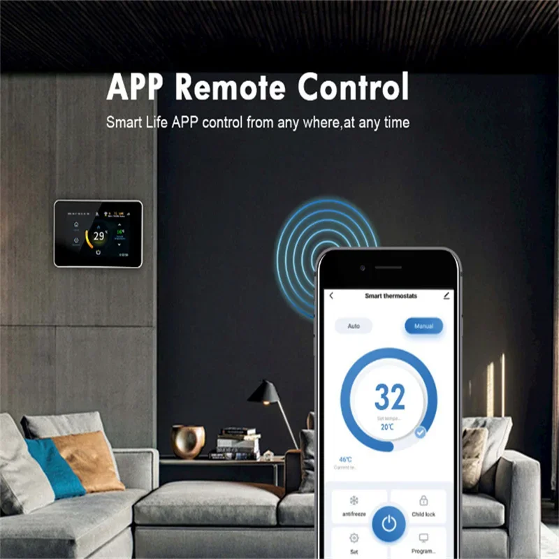 Digital Programmable Thermostat WiFi Smart Room Temperature Controller Touch Screen With Gas Boiler and Actuator