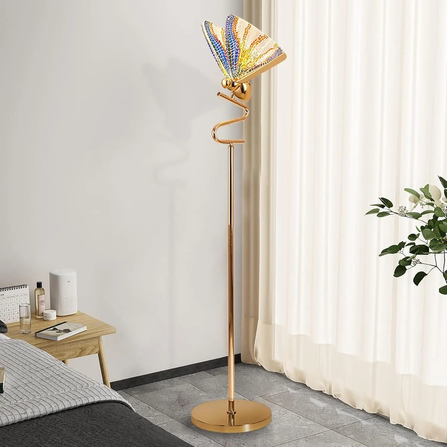 Gouden Vlinder, Decoratief Ganzenhals Ontwerp, 12W Led Staande Hoge Lamp Voor Woonkamer