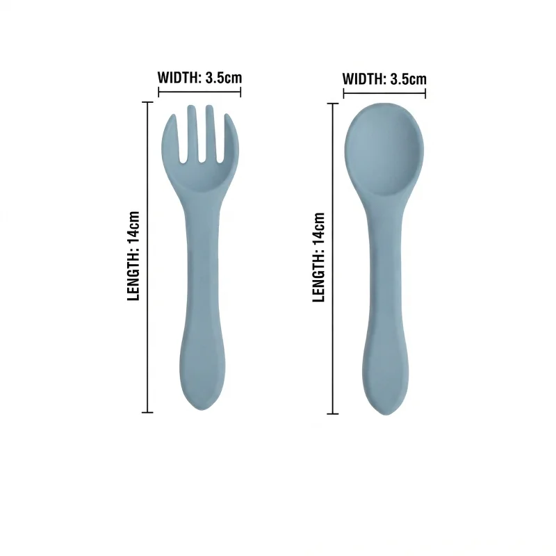 2pcs Silicone Baby Fork Spoon Set BPA Free Soft Tip Toddler Self Feeding Utensils Anti-Choke Kids Training Cutlery view 6