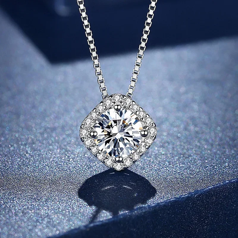 D document-Collier Moissanite cultivée en laboratoire pour femme, platine PT950, diamant délicat, bijoux, cadeau de mariage