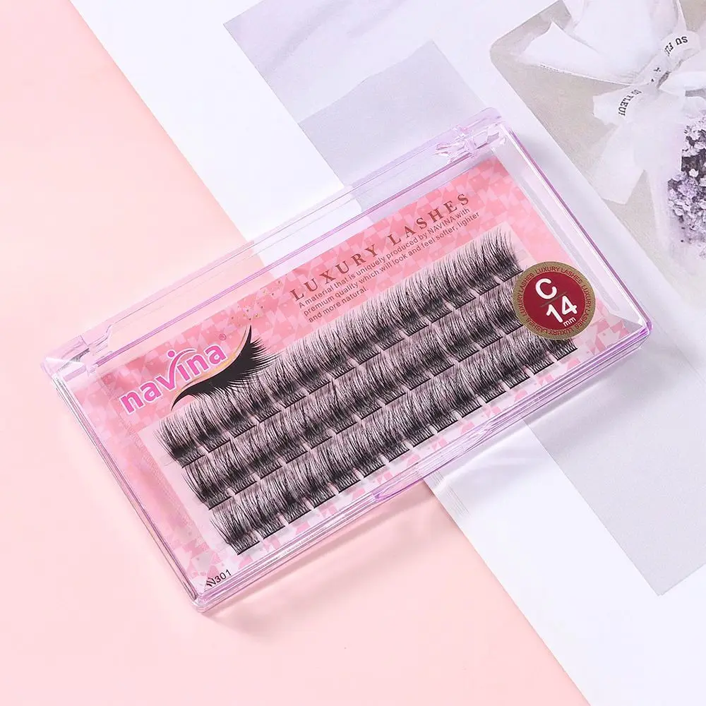 42 クラスター/ボックス太字定義つけまつげボリュームのあるまつげ効果結び目/結び目なしフェイクミンクヘア手作りナチュラルロング