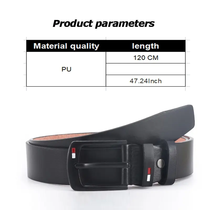 Fashion Mens PU Alloy Square Buckle Business Leisure Belts Winter Black Belts For Men Jean Pants Waistband