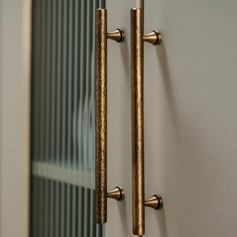 French Hammered Brass Cabinet Handles Luxurious High-end TV Cabinet Handles Antique Bronze Wardrobe Drawer Handles