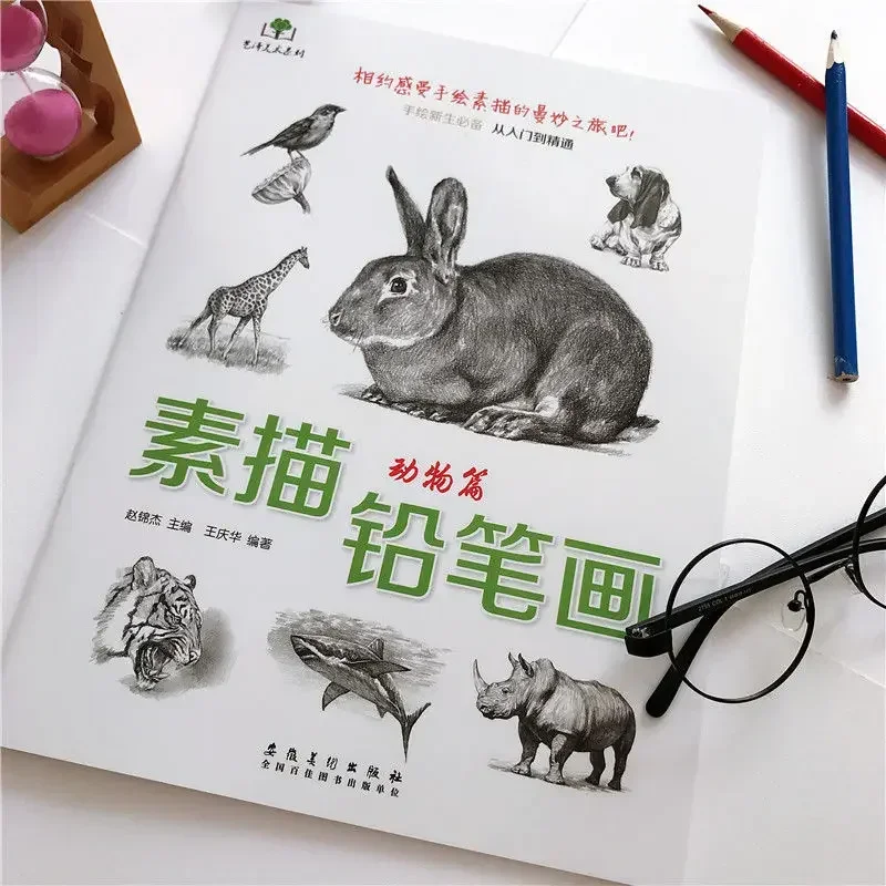 Sketch pencil book about animal rabbit dog tiger and cat drawing book  pencil sketch study book