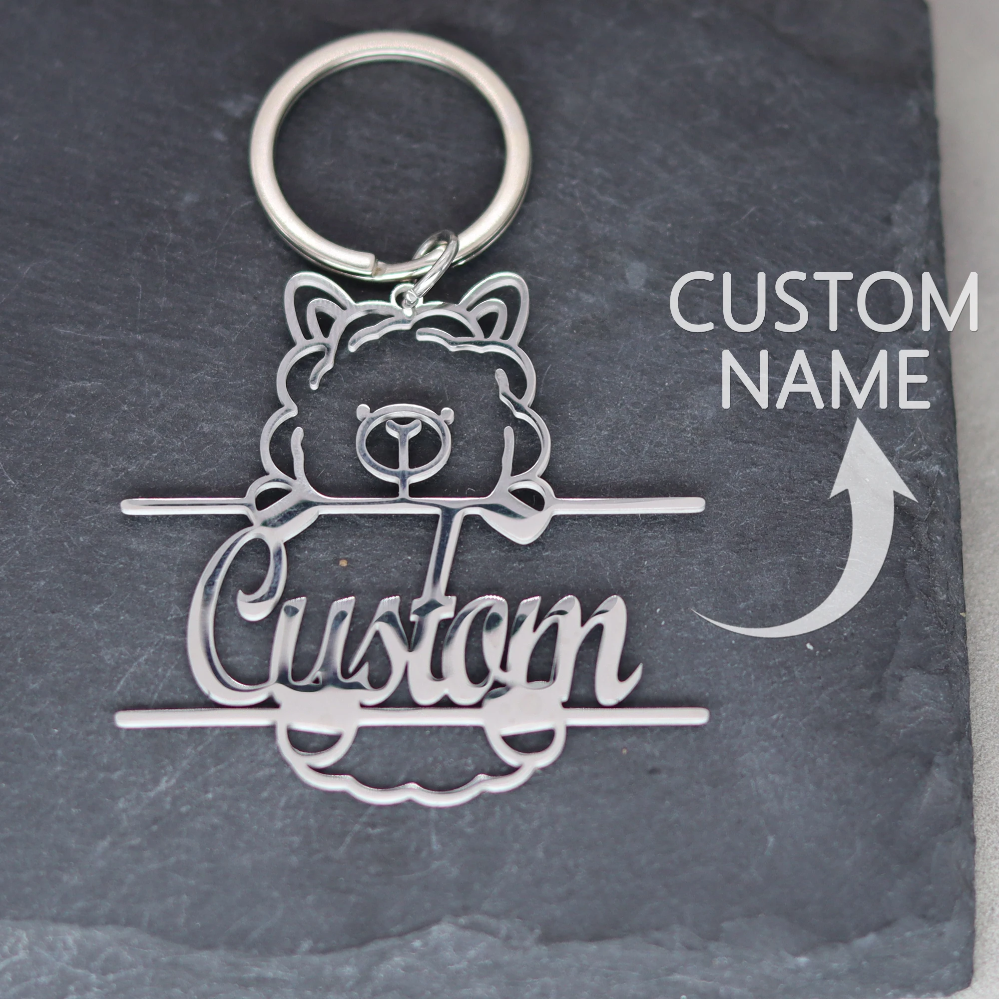 Custom Personalized Custom Name Keyring Stainless Steel Animal Pendant Keychains Ideal Birthday Gift for Men and Women