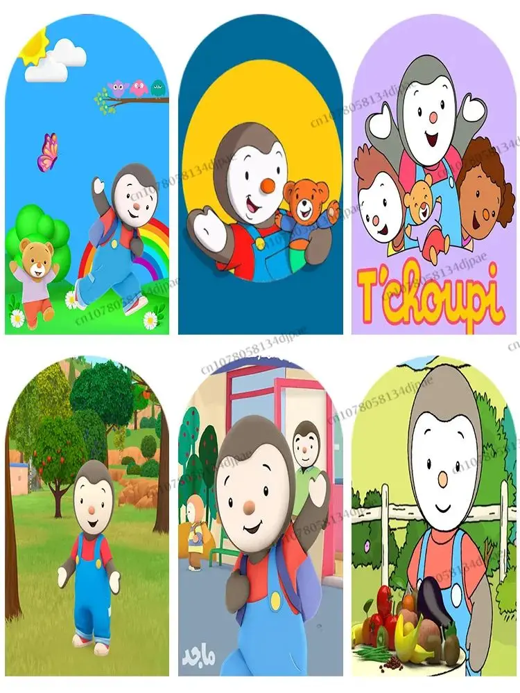 Tchoupi pingouin arc fond couverture décor enfants fête d'anniversaire toile de fond photographie bébé spectacle Photo bannière accessoires Polyester