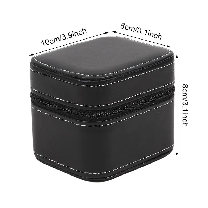PU Leather Watch Travel Case - Single Square Box With Removable Cushion Jewelry Storage Organizer Portable