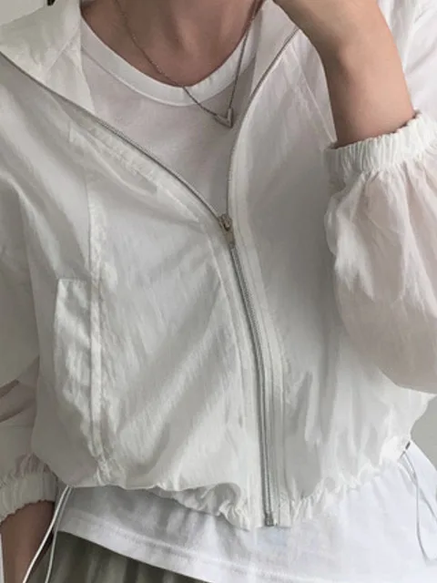 سترة نسائية أنيقة بأكمام طويلة وسحاب وحبل للربط، مناسبة للخريف، متعددة الاستخدامات ومريحة، بطول متوسط للمناسبات المختلفة #2