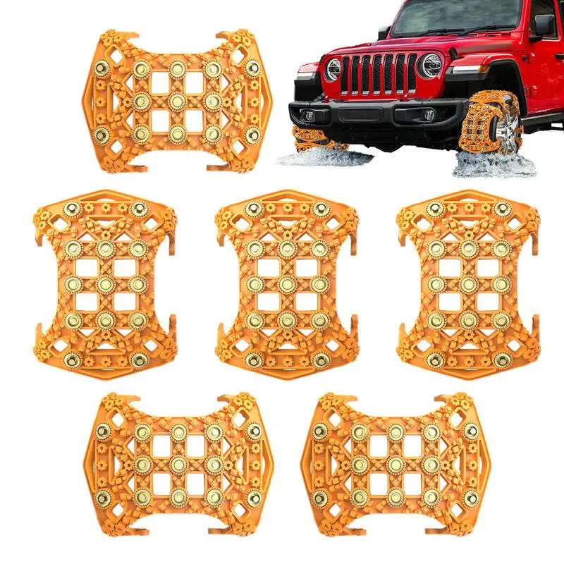 Tire Traction Chain Heavy Duty Adjustable Snow Chains Reusable Portable Car Snow Chains for Pickup Trucks and Off-road SUV Car