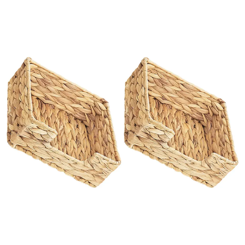 

2pcs Woven Napkin Holder Rustic Tissue Storage Rack Desktop Guest Towel Organizer Farmhouse Decorative Paper Stand For Hotel