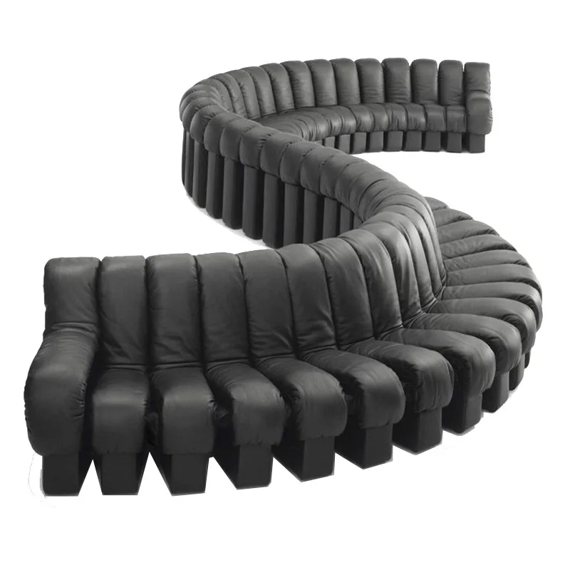 

Italian minimalist DS-600 serpentine leather sofa, antique style module in the horizontal hall, curved designer sofa