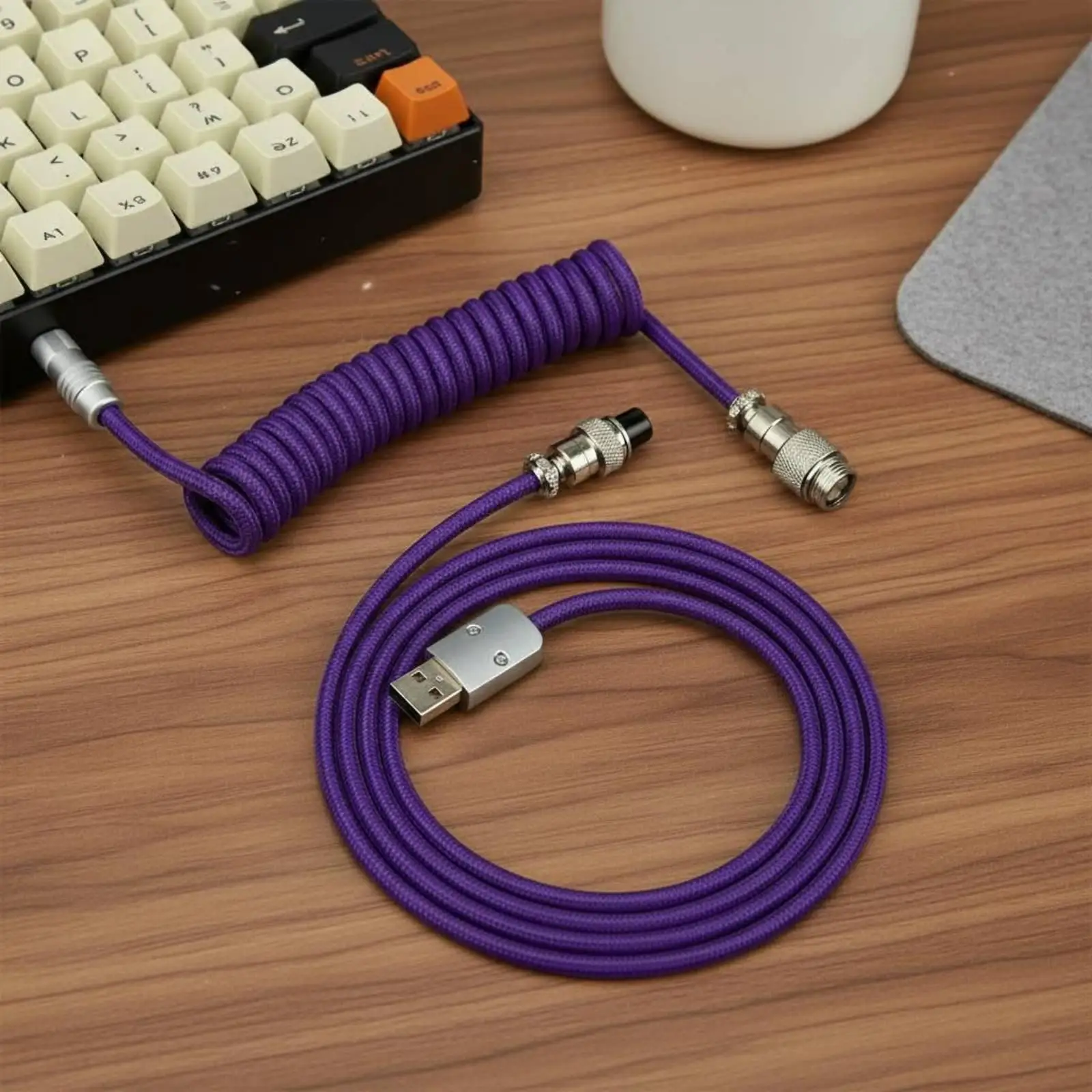 Universal Keyboard Extension Cable Flexible Coil USB Connector Braided Wire for Mechanical Keyboard PC Gaming
