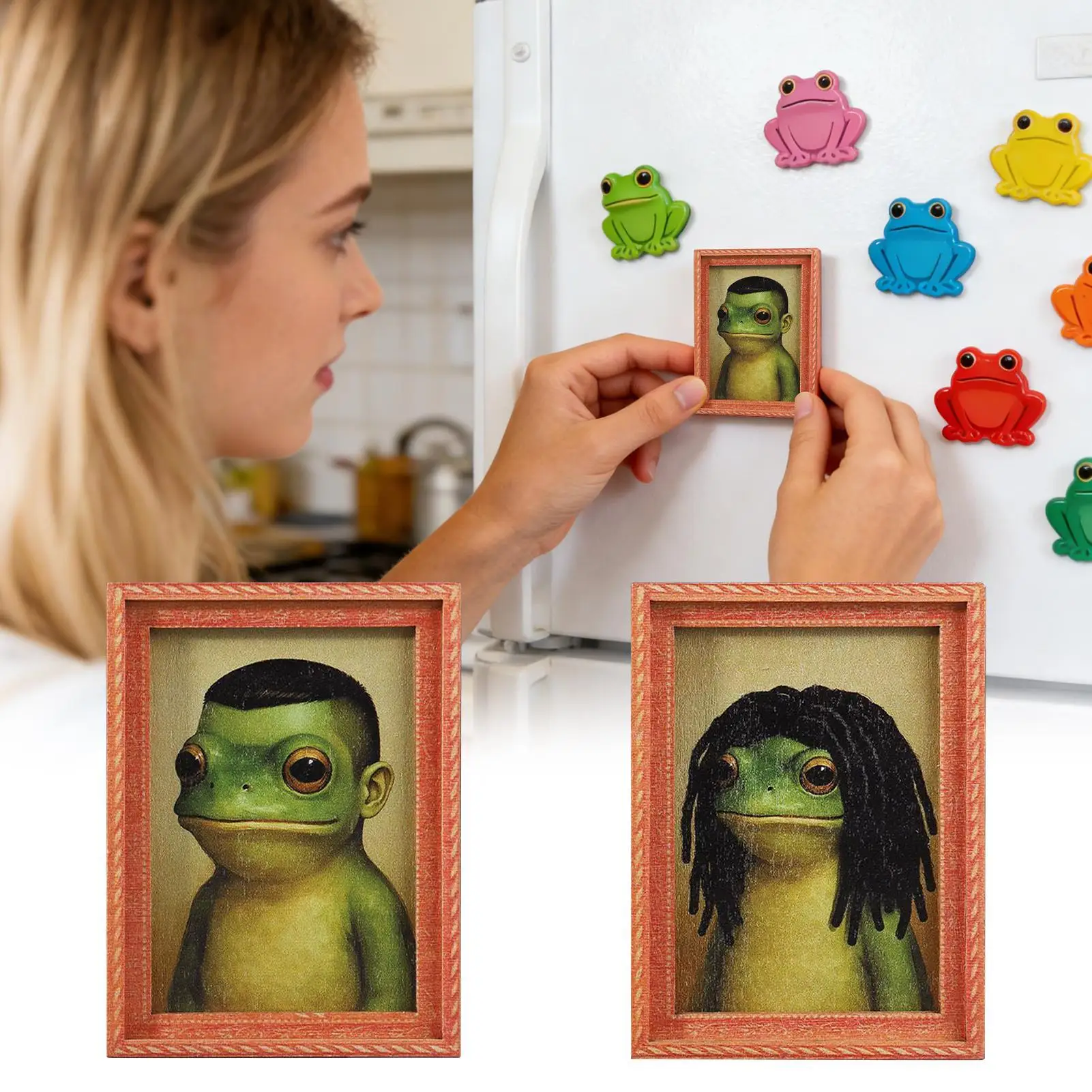 Lustige Frosch-Kühlschrankmagnete, Fotorahmen, Memohalter, dekorative Kühlschrankmagnete für Zuhause, Küche, Büro, Whiteboard, Schließfach
