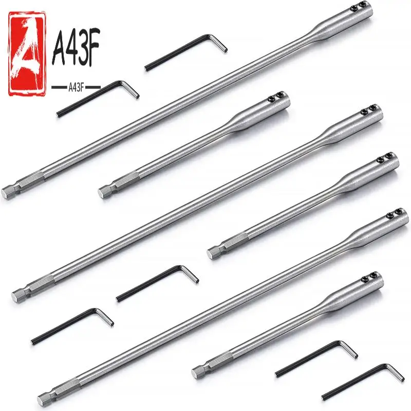 

A43F-Drill Bit Extension 6, 12 Inch Drill Bit Set Wood Spade Bit Set With Wrench Key For Wood Construction Accessories