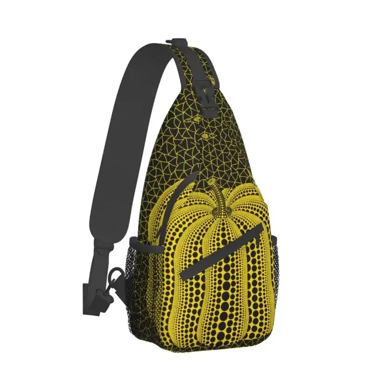 Casual Yayoi Kusama Pumkin Sling Bag for Cycling Camping Men Abstract Painting Crossbody Chest Backpack Shoulder Daypack