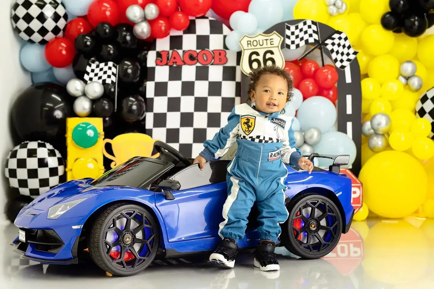 Race Car Photography Background  Balloons Party Birthday Decoration Boy Kids Portraits Cake Smash Backdrop Photo Shoot Photocall