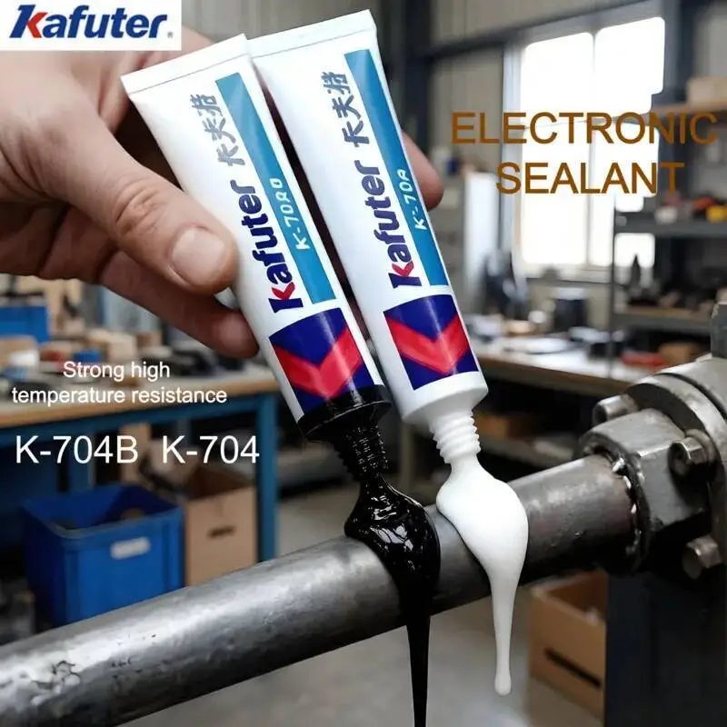 Selante de Silicone RTV Preto/Branco, Cola Resistente a Altas Temperaturas, Adesivo Isolante 45g 704 704B para Componentes Eletrônicos
