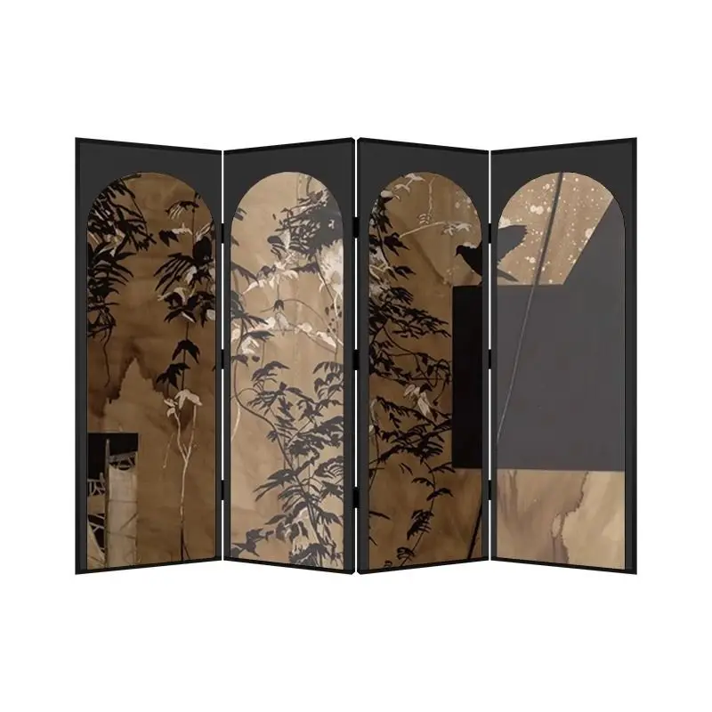

French Nanyang style wabi-sabi vine solid wood screen partition living room entrance block