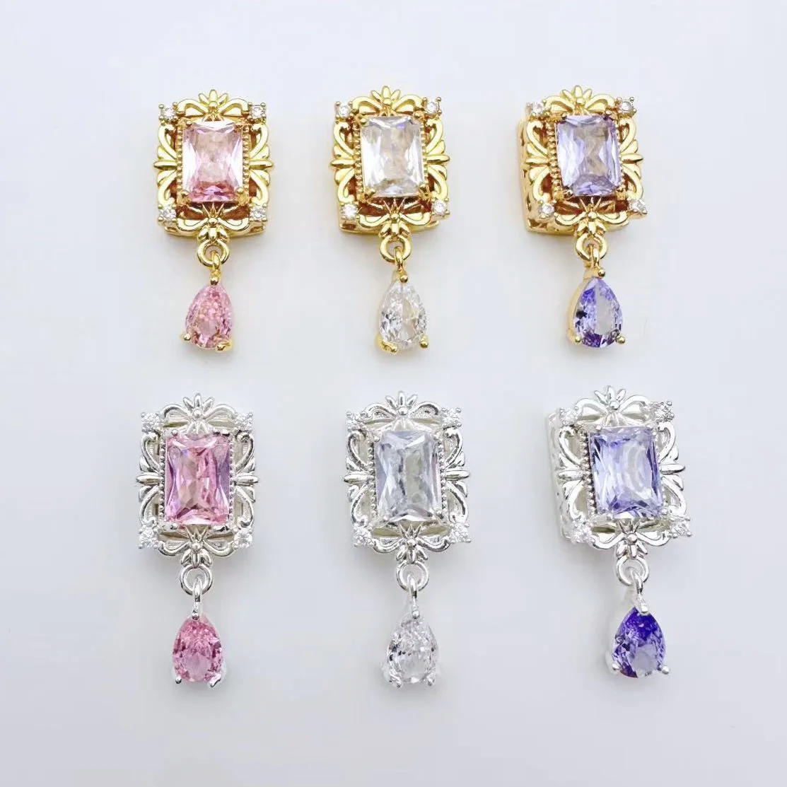 

20pcs/ Bag Fashionable copper gold-plated zirconia porous rectangular bead handmade DIY necklace bracelet accessories