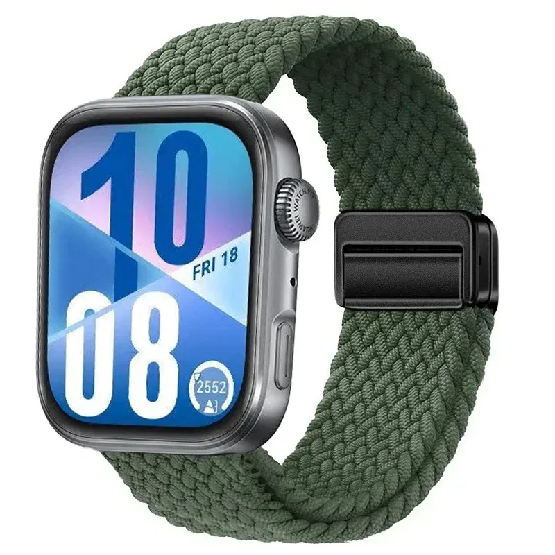 Huawei Watch Fit 4/3用 バンド マグネット式バックル 調節可能 ブレスレット リストバンド Huawei Watch Fit 4 Pro用 ナイロン編み込みループストラップ